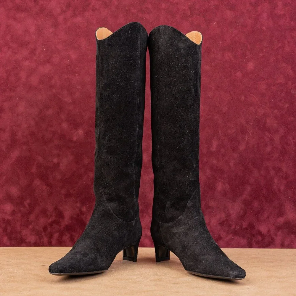 Staud Women Wally Tall Black Suede Leather Dressy Knee Boots size 6 EUR36 - Picture 2 of 10